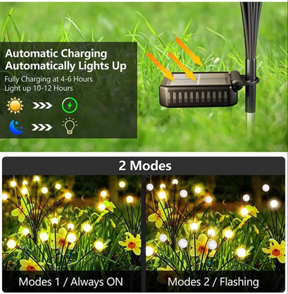 Solar Firefly Lights Outdoor Waterproof, Solar Powered Outdoor Lights - Swaying Solar Garden Lights